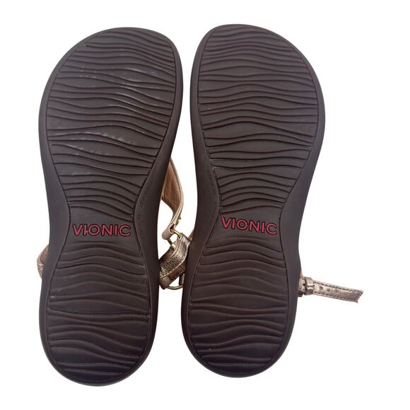 Vionic Kirra T-Strap Comfort Lightweight Metallic Champagne Sandals Women's 9 - Picture 8 of 8